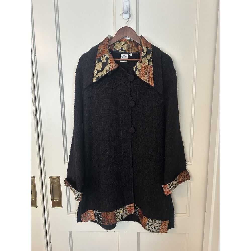 Parsley & Sage Fuzzy Oversized Coat Womens Size Small Black Classic Preppy